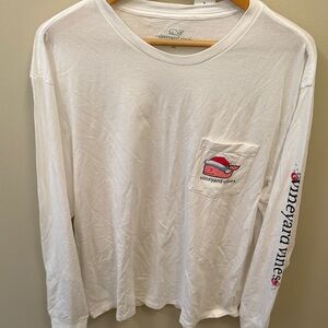 Vineyard Vines White Long Sleeve Tee with Logo